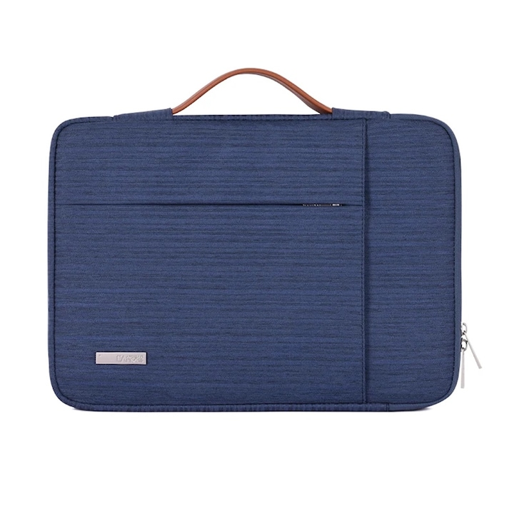Geanta pentru laptop, diagonala maxima 15-16", inchidere cu fermoar, buuzunaer suplimentare, protectie acti soc, poliester, Albastru