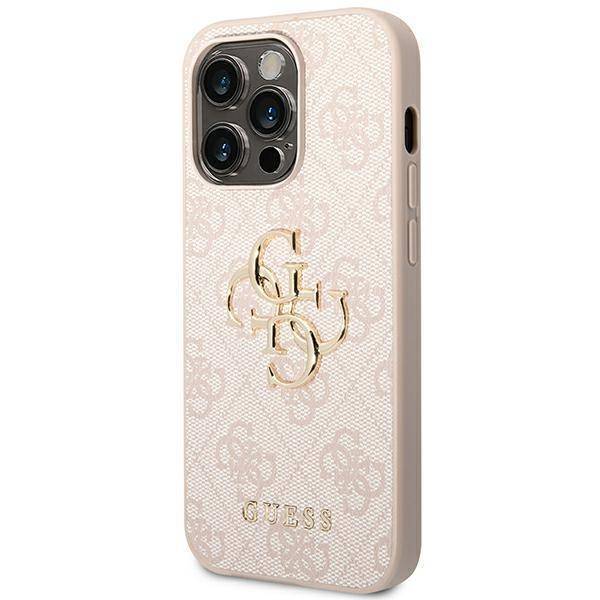 Husa de protectie Guess cu logo metalic PU 4G pentru iPhone 14 Pro Max, Roz