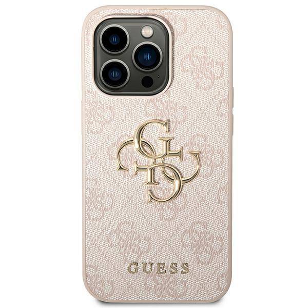 Husa de protectie Guess cu logo metalic PU 4G pentru iPhone 14 Pro Max, Roz