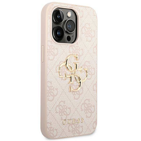 Husa de protectie Guess cu logo metalic PU 4G pentru iPhone 14 Pro Max, Roz