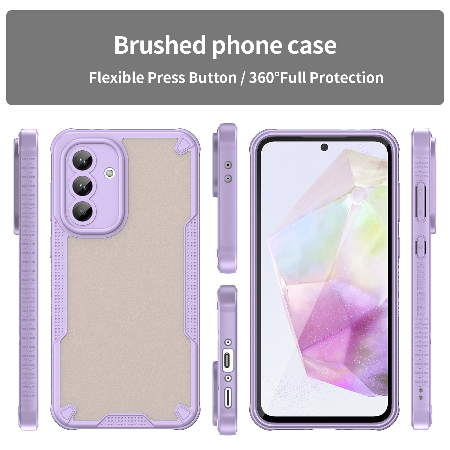 Husa telefon, pentru Samsung Galaxy A56 5G Armura de ulei confortabil TPU impermeabil + PC moale Semi-translucentmatte simt, Violet, Transparent