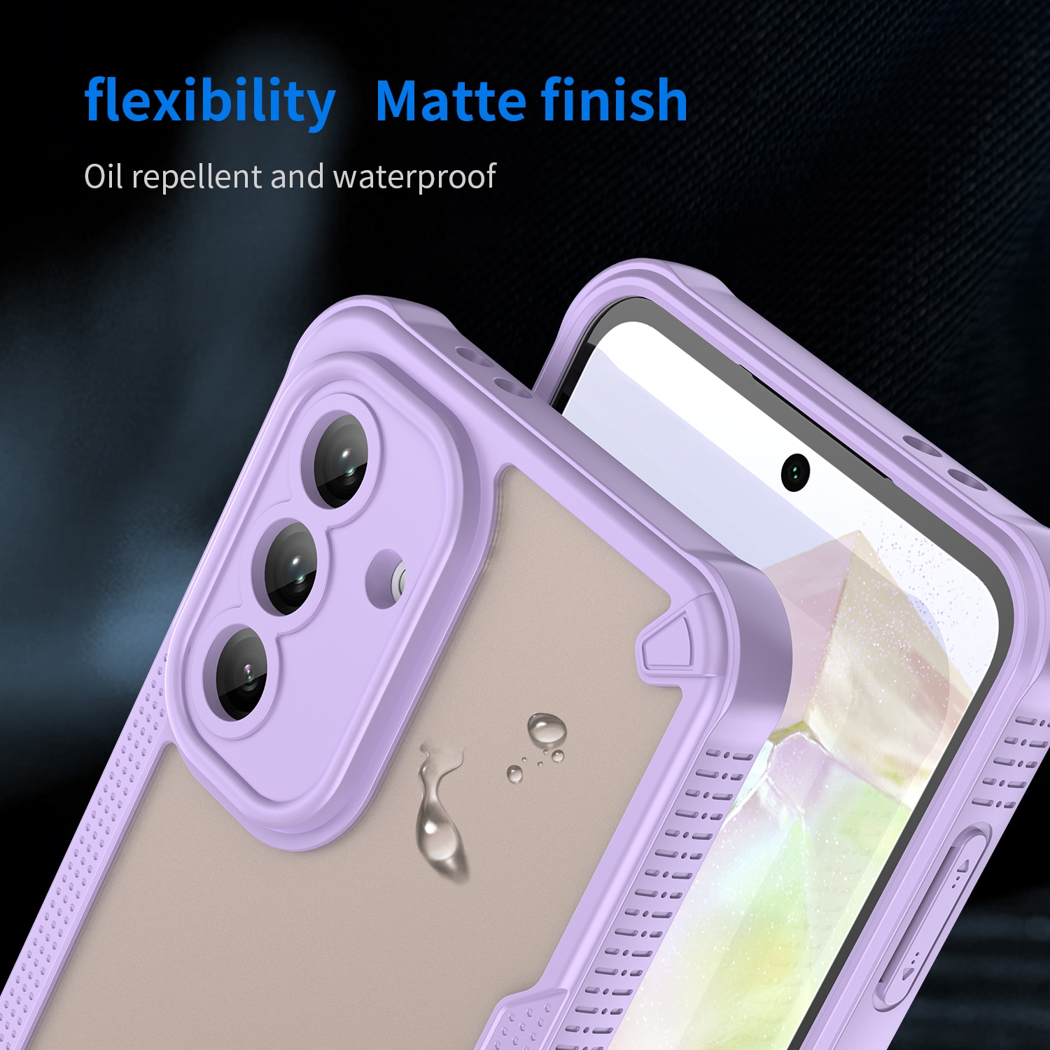 Husa telefon, pentru Samsung Galaxy A56 5G Armura de ulei confortabil TPU impermeabil + PC moale Semi-translucentmatte simt, Violet, Transparent
