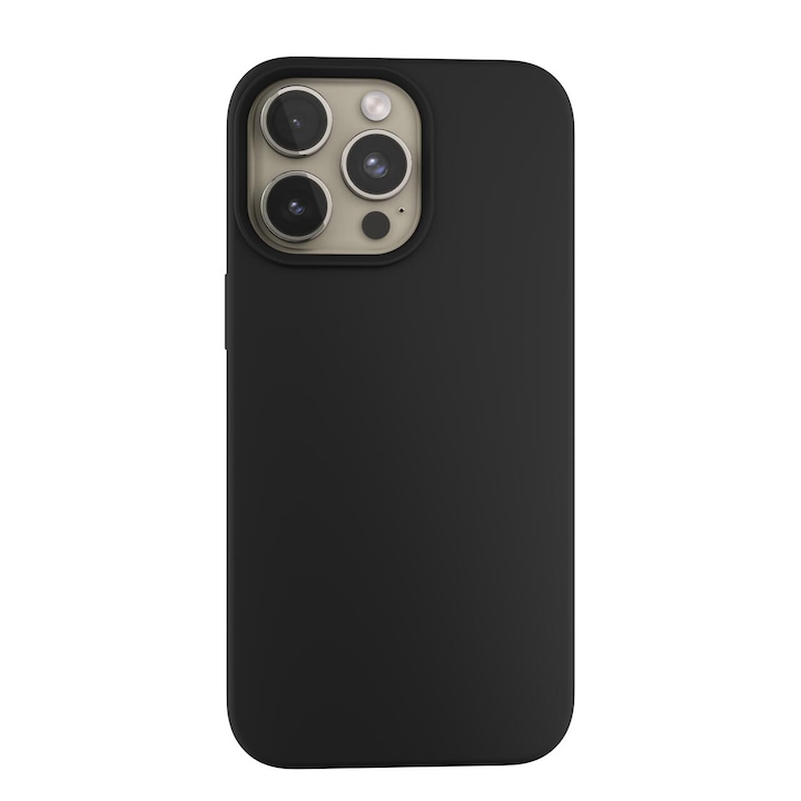 Husa de protectie Next One Silicone Case pentru iPhone 15 Pro Max, MagSafe compatible, Black
