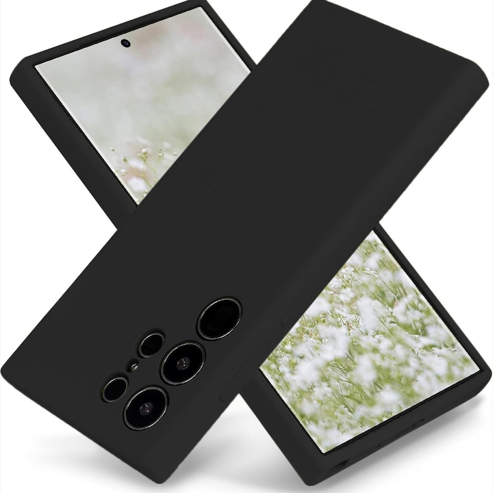 Husa CASEY STUDIOS™ compatibila cu Samsung Galaxy S23 Ultra, Soft Silicone Premium, Microfibra in Interior, pentru Incarcare Wireless, Margini Ridicate pentru Protectia Ecranului si a Camerelor, Ultra Slim, Negru