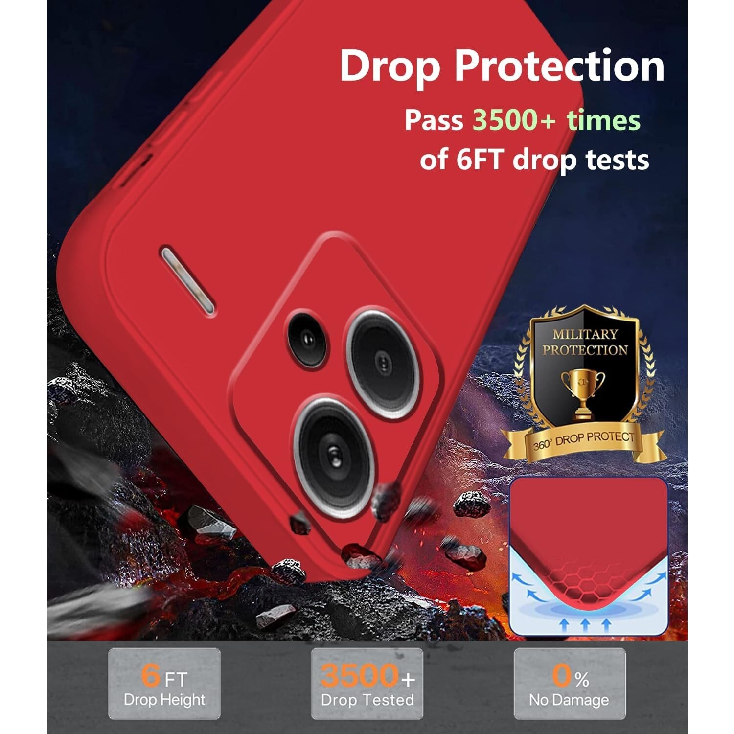 Husa de Protectie, Flippy, pentru Xiaomi Redmi Note 13 Pro Plus 5G, Liquid Silicone, cu Microfibra pe Interior, Protectie Antisoc, Compatibil Incarcare Wireless, Rosu