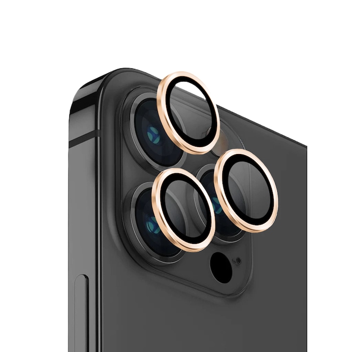 Set folii protectie camera, Mohave, Compatibil cu iPhone 12 Pro Max, Gold
