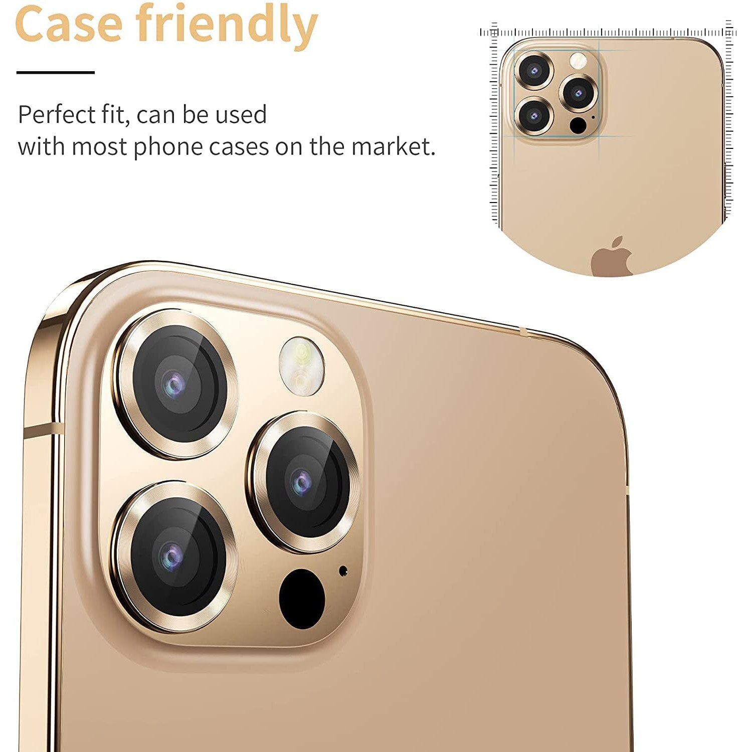 Set folii protectie camera, Mohave, Compatibil cu iPhone 12 Pro Max, Gold