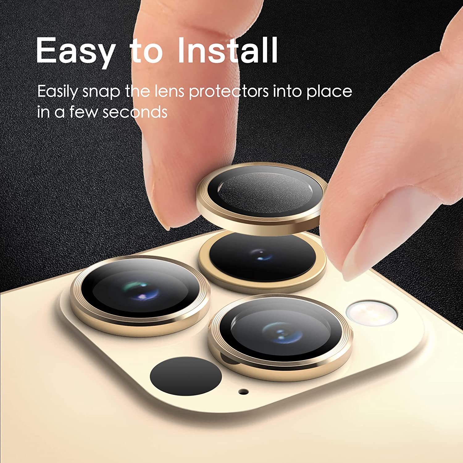 Set folii protectie camera, Mohave, Compatibil cu iPhone 12 Pro Max, Gold