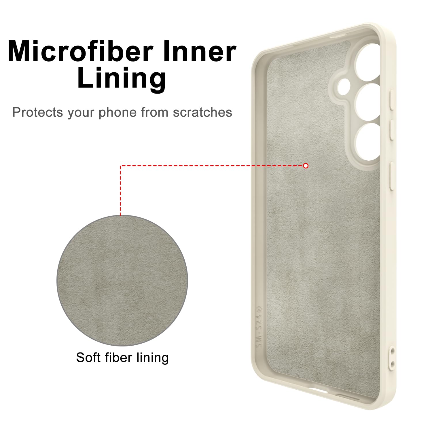 Husa telefon, pentru Samsung Galaxy A55 5G Silicon lichid Margini flexibile Anti-zgarieturi si inel circular rezistent la socuri， Alb crem