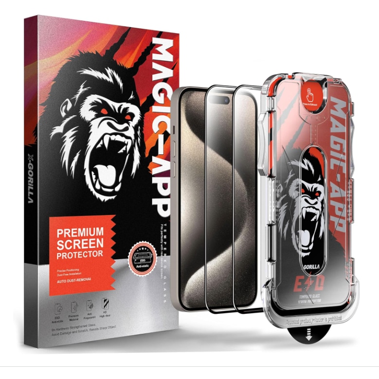 Set 2 Folii Privacy Glass, Sticla Securizata, Compatibil cu iPhone 13 Pro Max,14 Plus Gorila X instalare usoara cu dispozitiv EASYAPP pentru indepartarea prafului, Anti-zgarieturi, Anti-amprenta, anti-explozie, Anti-soc, Anti-ulei, Anti-orbire
