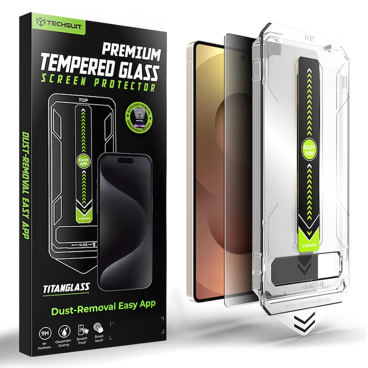 Folie Sticla Privacy pentru Samsung Galaxy S26 Ultra Daden TitanGlass, Kit de instalare usoara si rapida cu dispozitiv de potrivire automata, Protectie Profesionala, Ultra Rezistenta