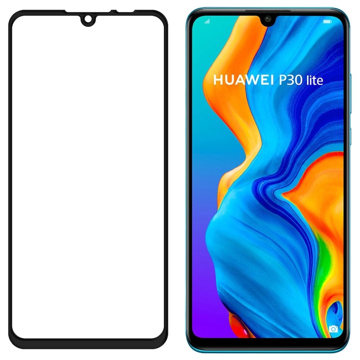 Folie de protectie tempered glass compatibila cu Huawei P30 Lite Full Face Full Glue 3D Neagra