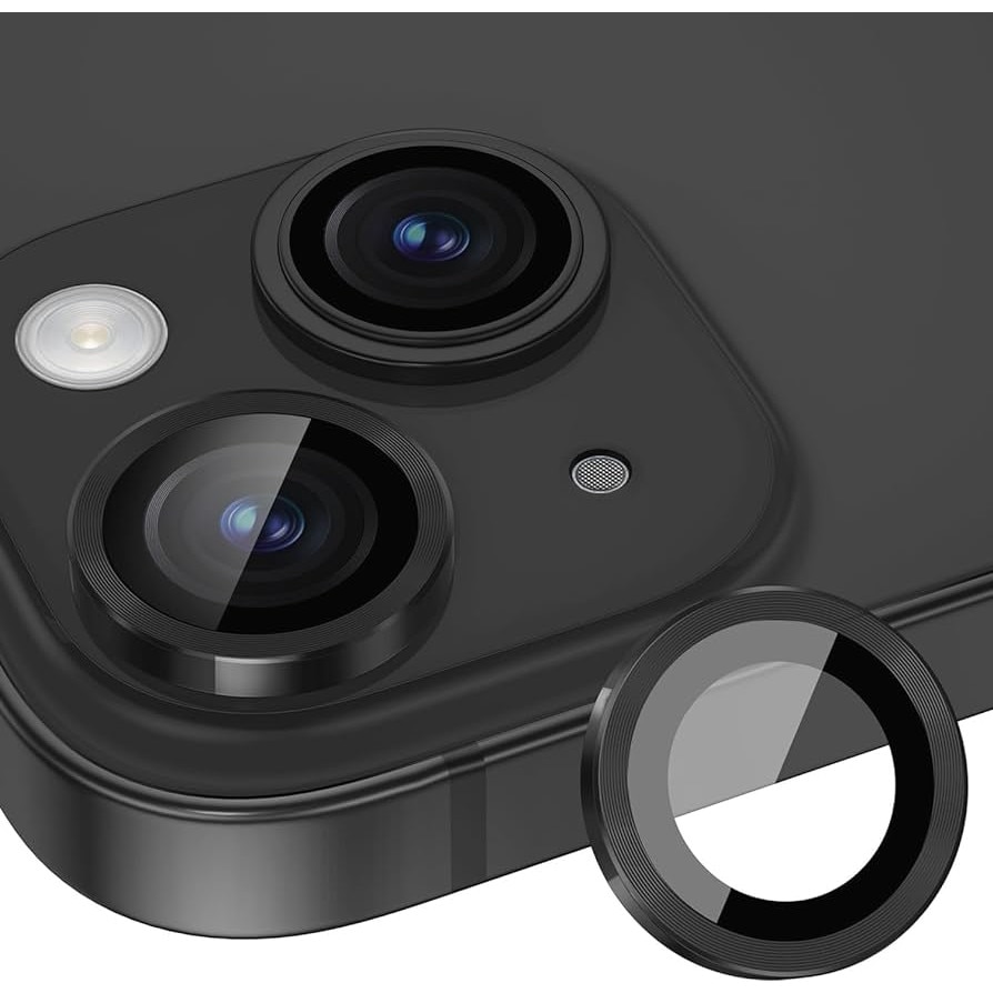 Set folii protectie camera, PCS, compatibila cu iPhone 15 Plus, negru