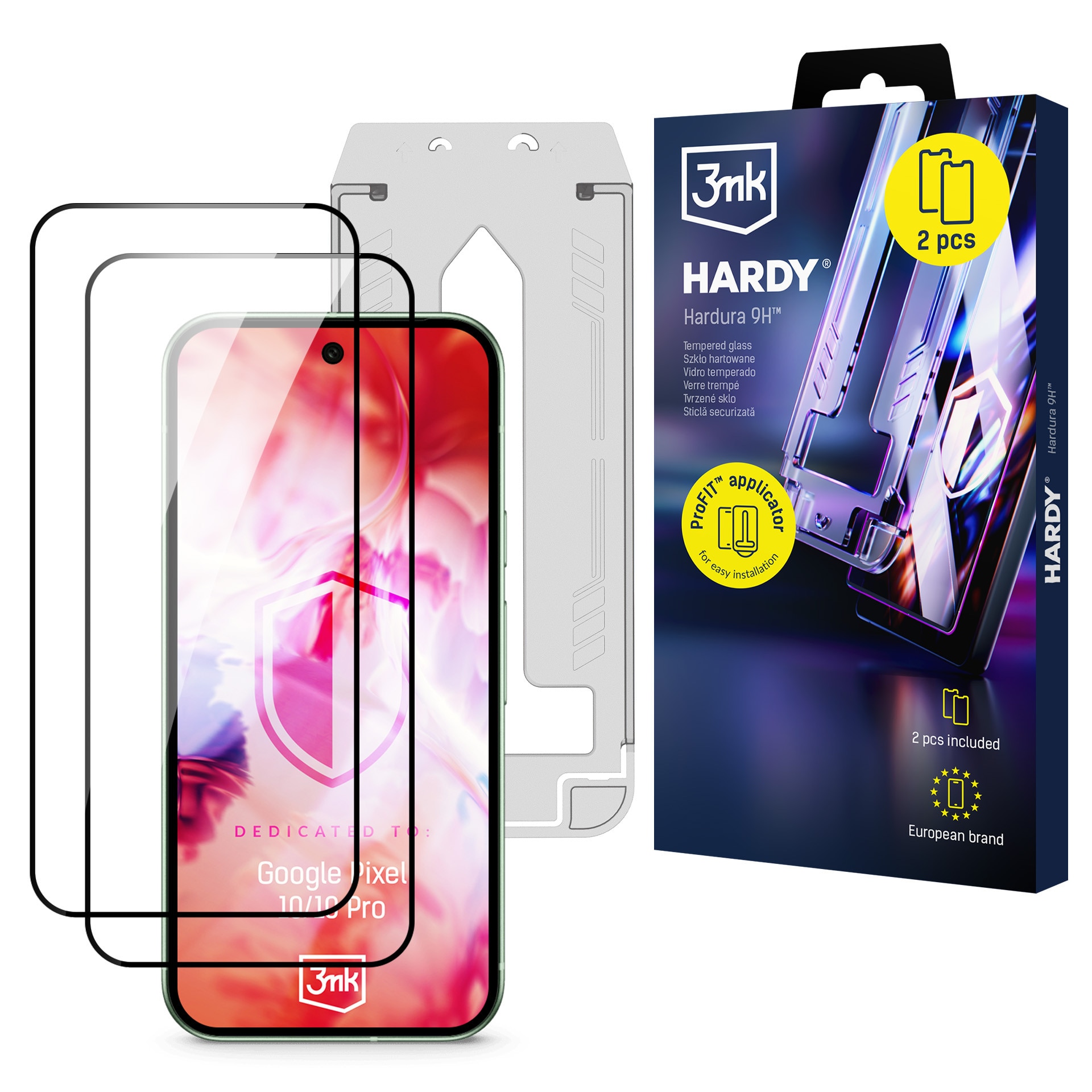 2x Sticla securizata cu aplicator pentru Google Pixel 10 si Pixel 10 Pro - 3mk HARDY® Hardura 9H™