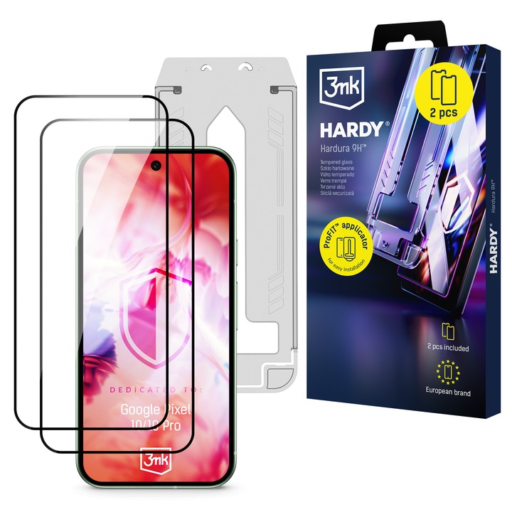 2x Sticla securizata cu aplicator pentru Google Pixel 10 si Pixel 10 Pro - 3mk HARDY® Hardura 9H™