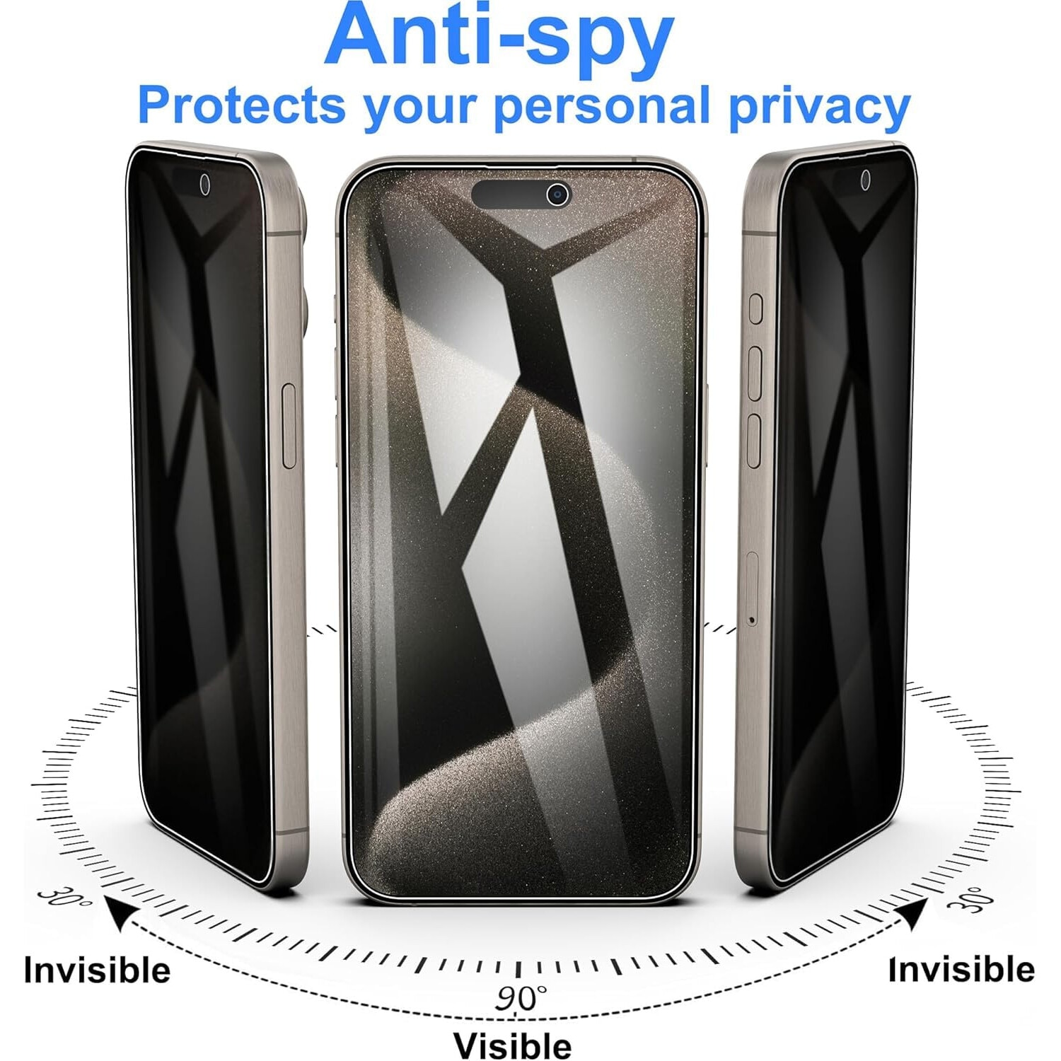 Folie din sticla privacy pentru iPhone 16 GLASS PRO+ margini negre
