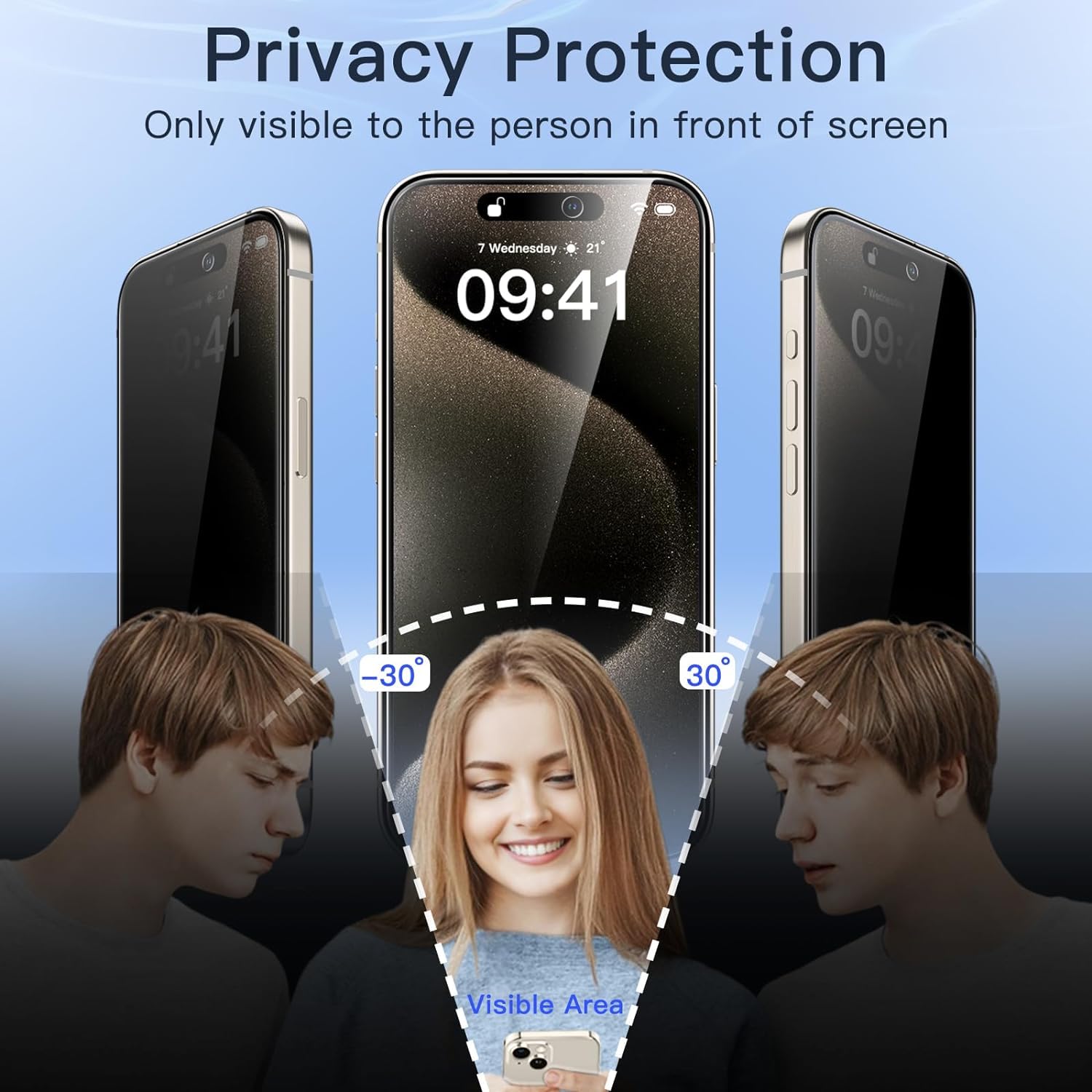 Folie din sticla privacy pentru iPhone 16 GLASS PRO+ margini negre