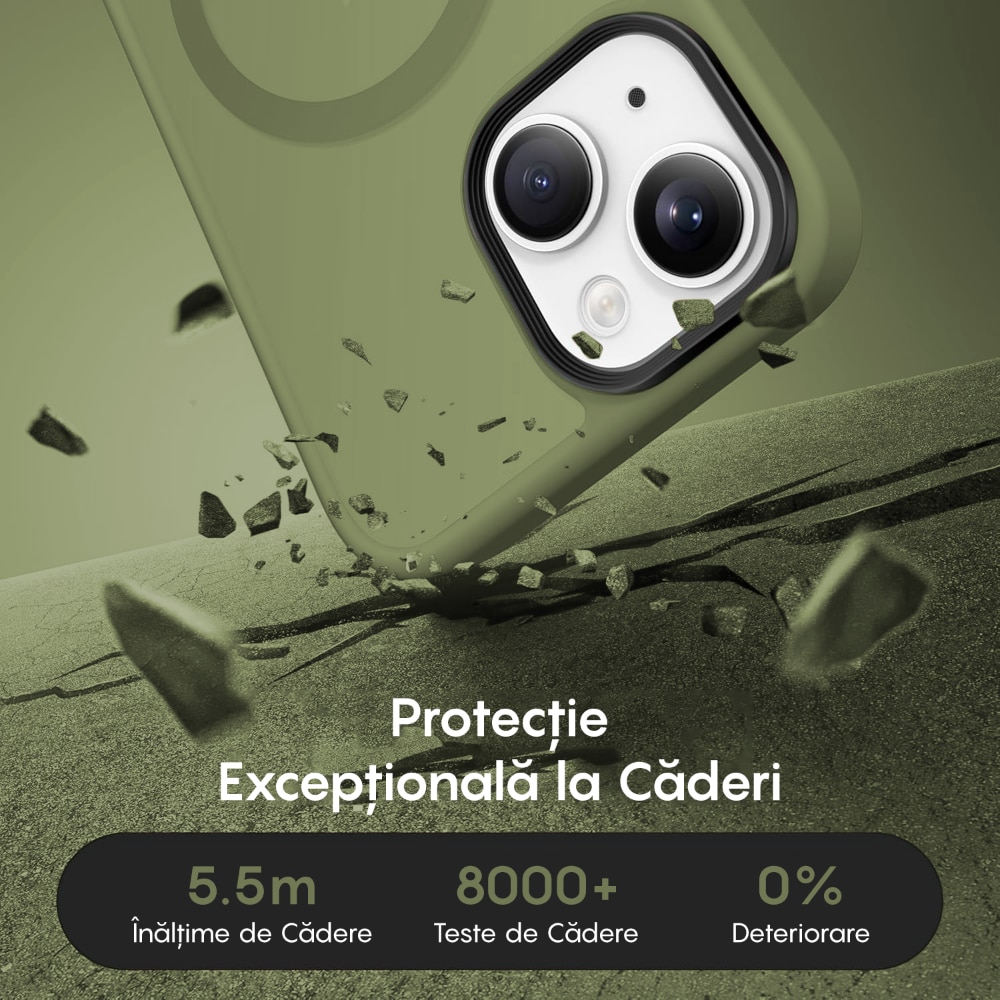 Husa compatibila cu Incarcare Magsafe pentru Apple iPhone 14, CASEY STUDIOS™, de Protectie, Slim, pentru Incarcare Wireless, Margini Ridicate pentru Protectia Ecranului si a Camerelor, Verde
