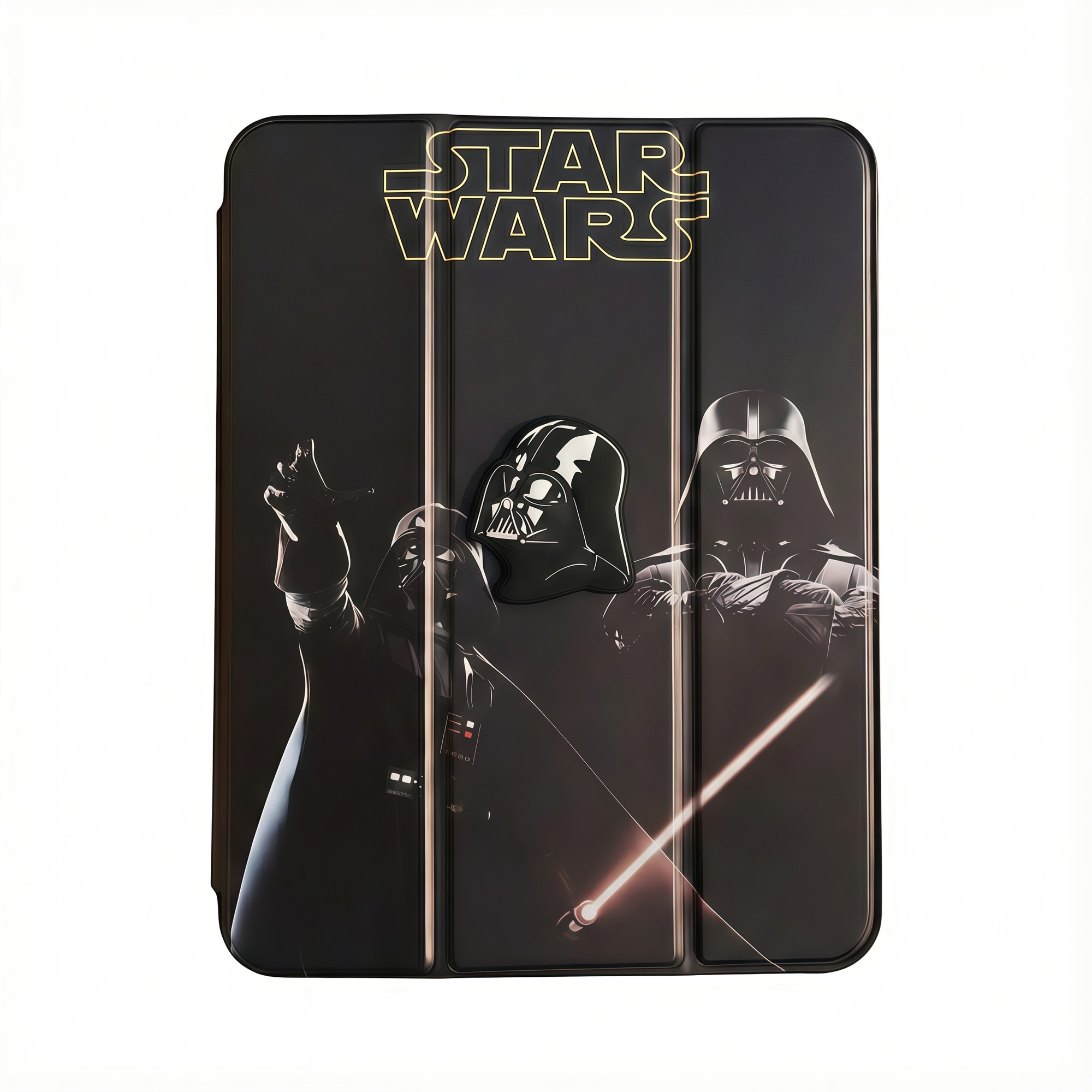 Husa Smart Cover pentru iPad 10 10.9" (2022) / iPad 11 11" (2025), Design Star Wars Darth Vader 3D cu Figurina in Relief, Stand Pliabil, Slot pentru Pen, Protectie Anti-soc, Negru