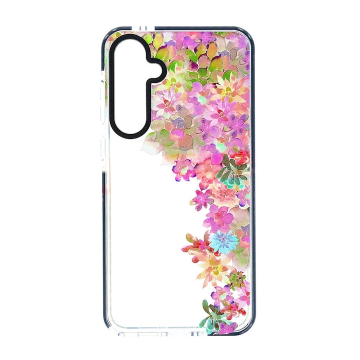 Husa FlowerPop pentru Samsung Galaxy S23 FE, Design fantasy cu flori si confetti, Silicon anti-alunecare, Margini ridicate pentru protectie suplimentara, Anti-zgrieturi si anti-amprente, Multicolor