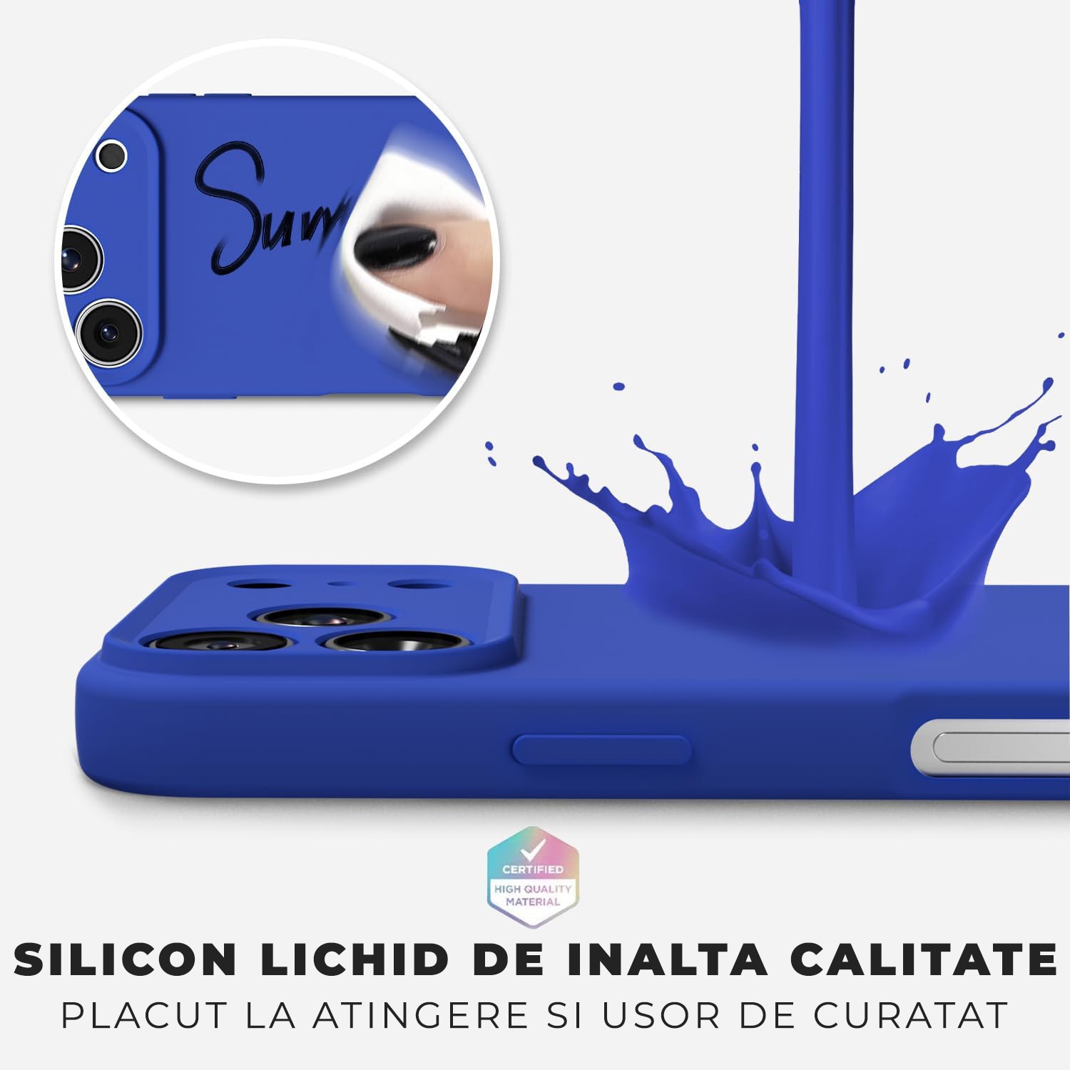 Husa pentru iPhone 17 Pro Max DaDen®, Ultra Slim, Silicon, Calitate Premium, Interior din microfibra, Albastru