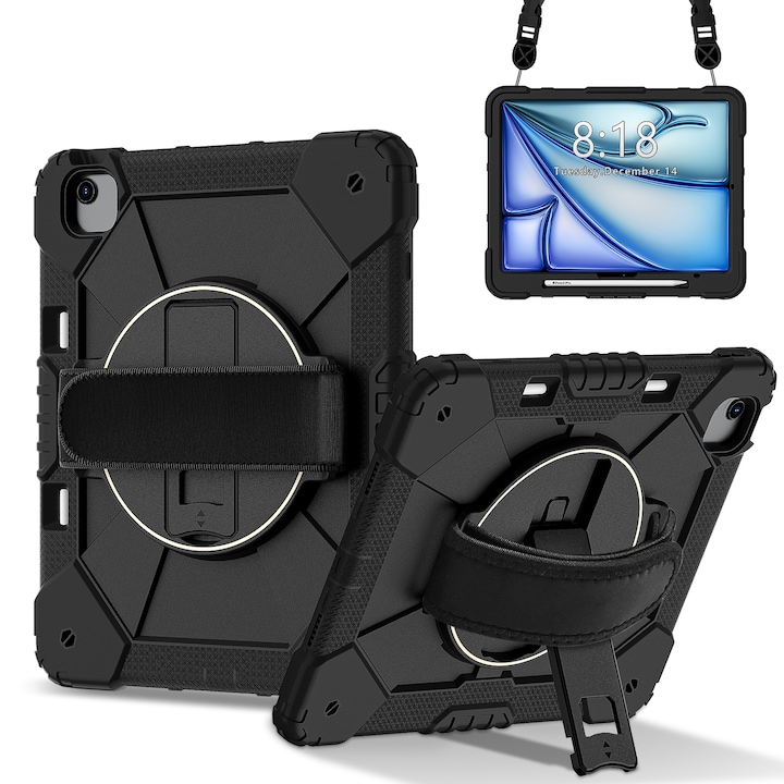Husa tableta compatibila cu iPad Air 13, Hybrid PC Silicone, Negru