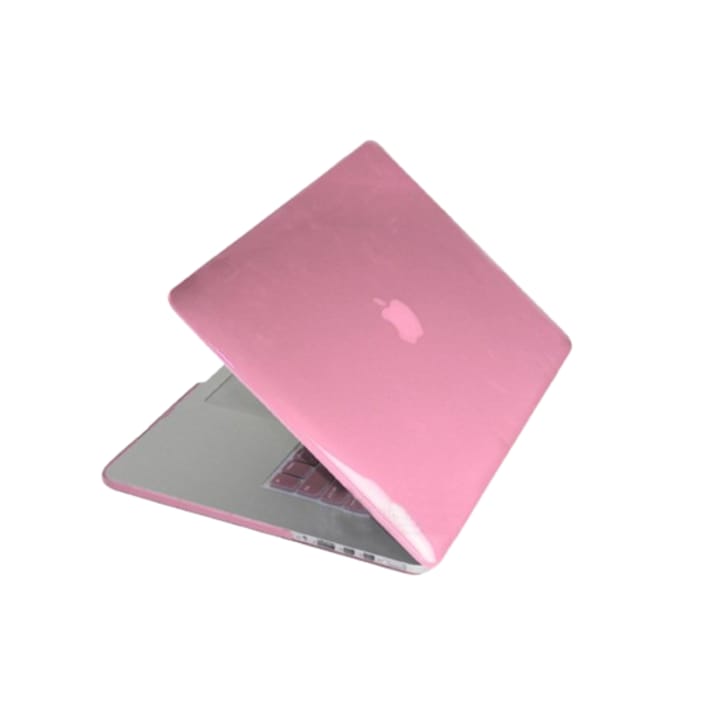 Carcasa de protectie, Compatibila cu Macbook Pro 13 inch, Ultra-Slim, Roz Cristal