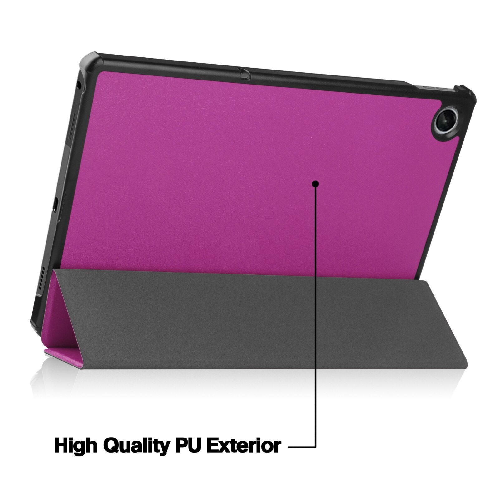 Husa tableta pentru Lenovo Qitian K10 Pro 5G, din piele, tip carte cu 3 plieri, roz inchis