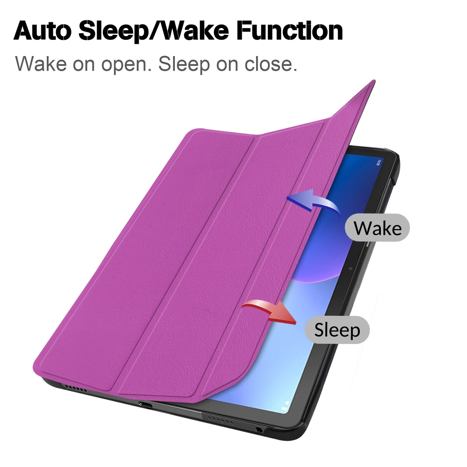 Husa tableta pentru Lenovo Qitian K10 Pro 5G, din piele, tip carte cu 3 plieri, roz inchis