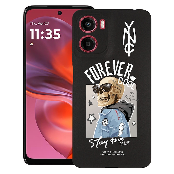 BestCase® Husa pentru Motorola Moto G06 cu Design Forever Cool Skeleton, TPU Mat Ultra Slim, 2082906 B 935