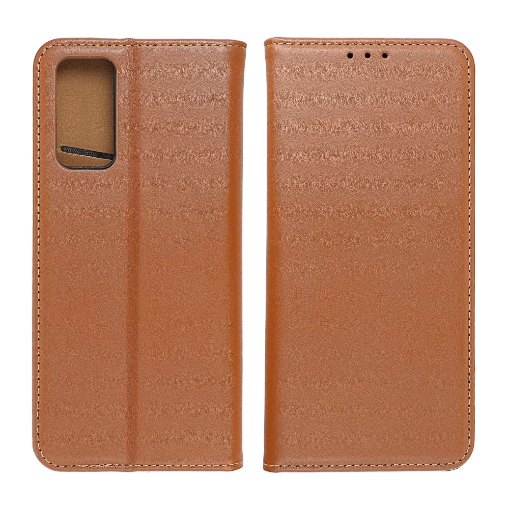 Husa Flip Piele Naturala compatibila cu Samsung Galaxy A55, Durabila, Premium Materials, Suport card, Calitate superioara, Functie de stand, Inchidere magnetica, Maro
