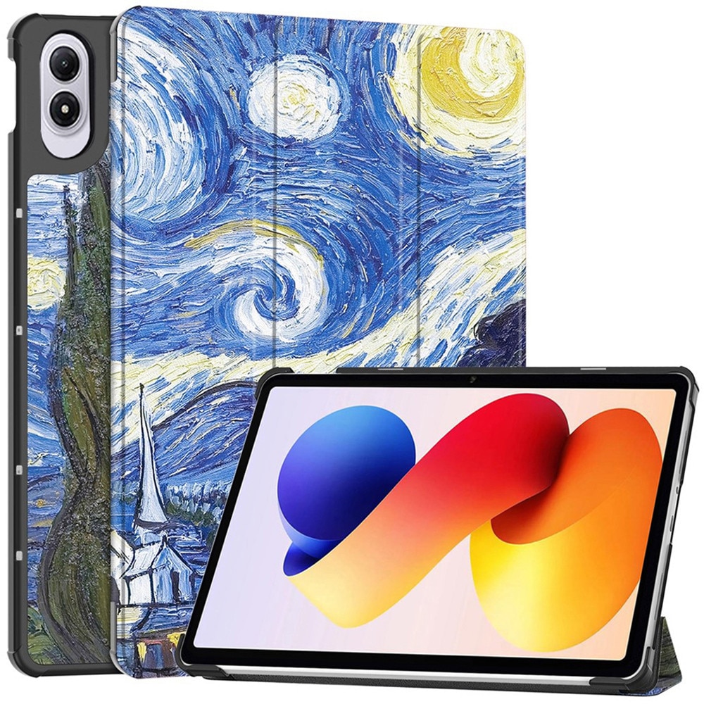 Husa tableta pentru Xiaomi Redmi Pad 2 Pro, SKYDDAR INNOVATION, cu suport Multi-Unghi si functie Sleep/Wake, FoldPro, Starry night, set cu sticker
