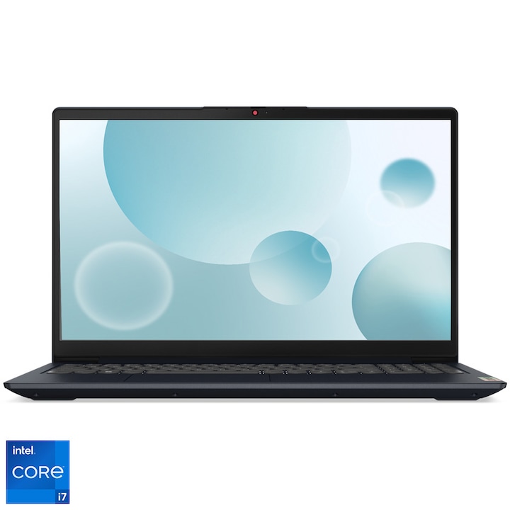 Laptop Lenovo IdeaPad 3 15IAU7 cu procesor Intel® Core™ i7-1255U pana la 4.7 GHz, 15.6", Full HD, 16GB, 512GB SSD, Intel® Iris® Xe Graphics, No OS, Abyss Blue