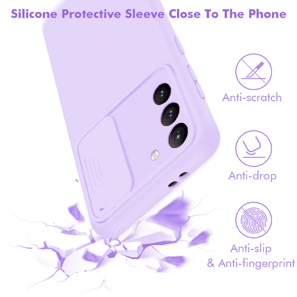 Husa din Silicon Capac Glisant pentru Samsung Galaxy A32 4G, Confidentialitate, Acoperire si Protectie Camera, Rezistenta, Mov Lavanda
