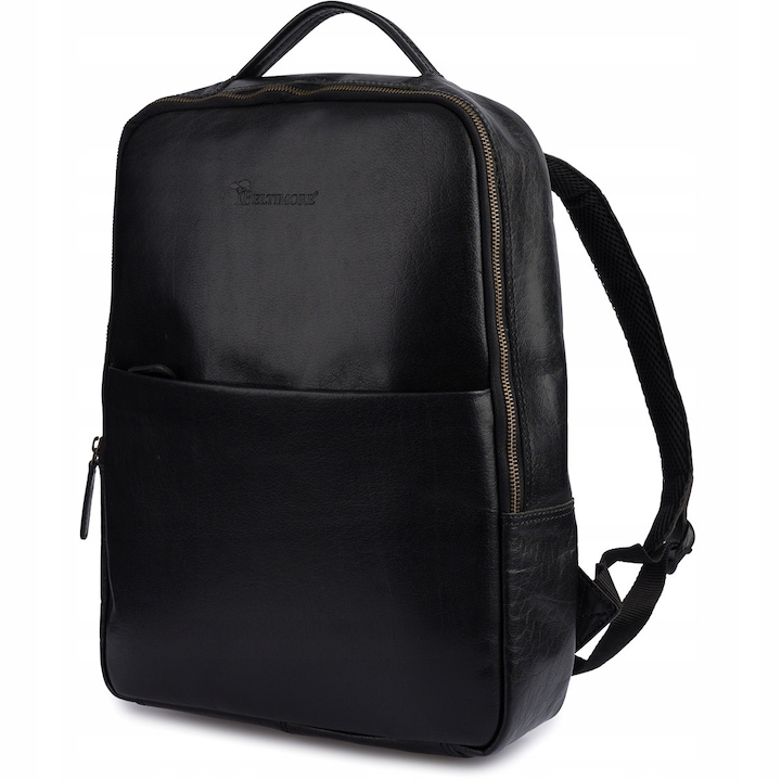Rucsac din piele pentru laptop 15,6", Beltimore, negru, 41x34x13cm, unisex