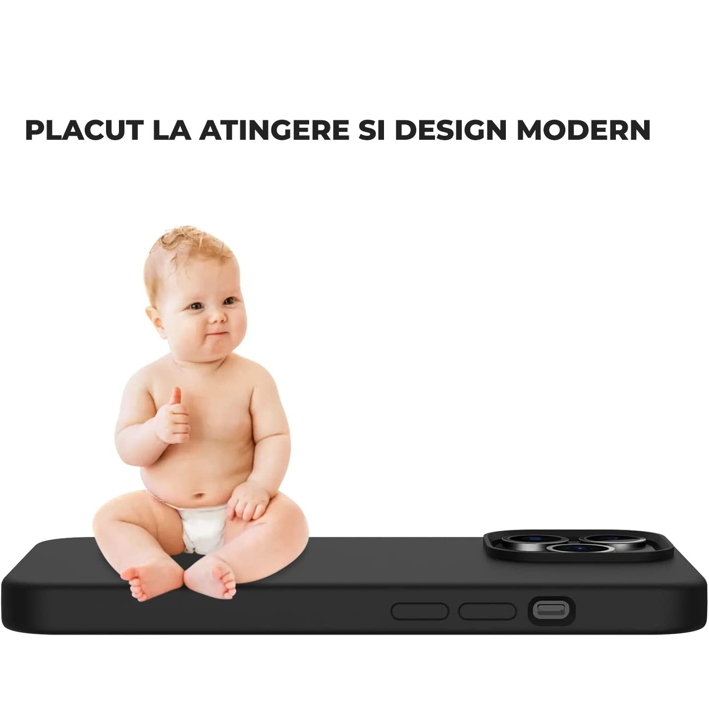 Husa pentru iPhone 16 Pro Max DaDen®, Ultra Slim, Silicon, Calitate Premium, Interior din microfibra, Negru