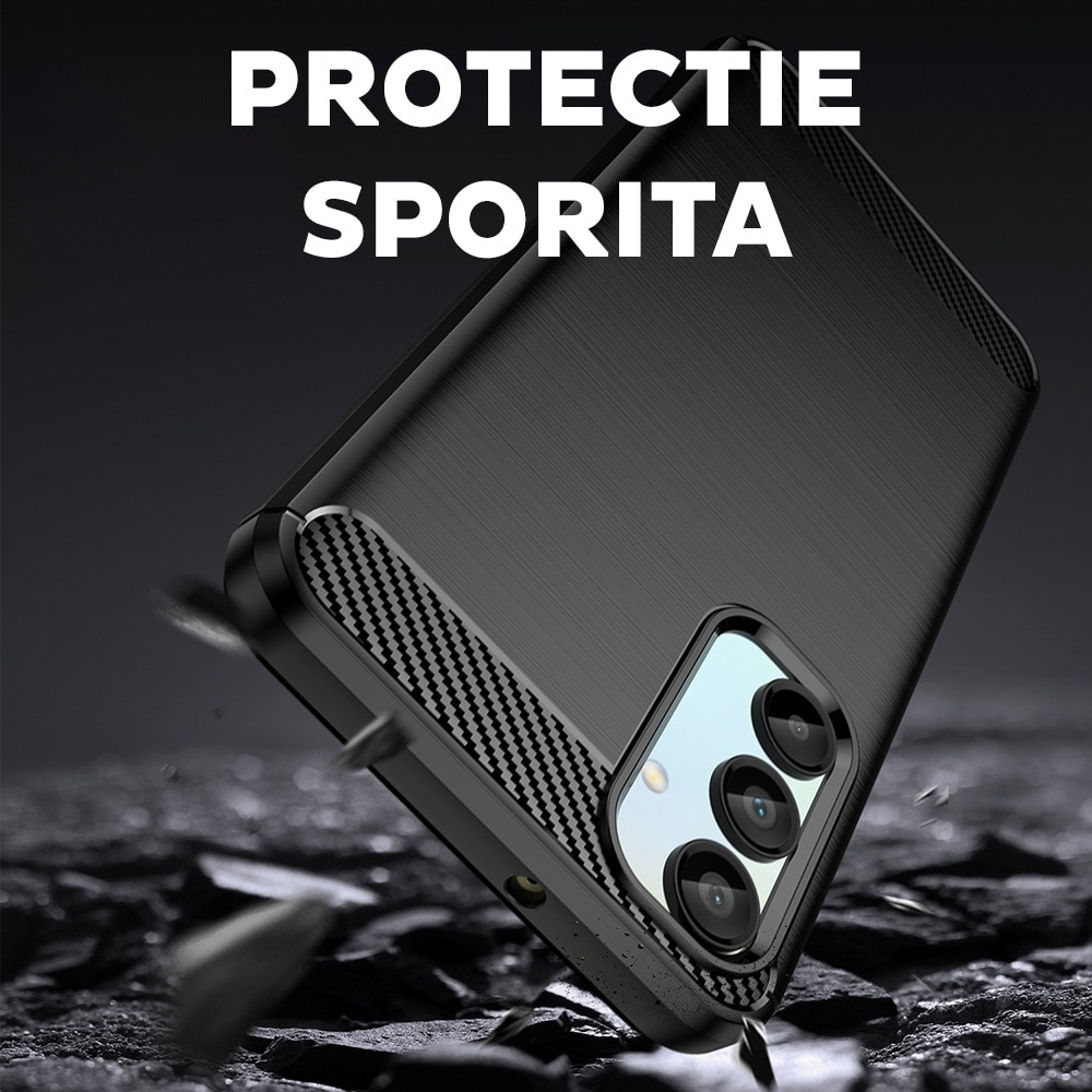Husa pentru Samsung Galaxy A56 5G Daden Carbon Flexibila Antisoc, Hybrid Antisoc, Negru