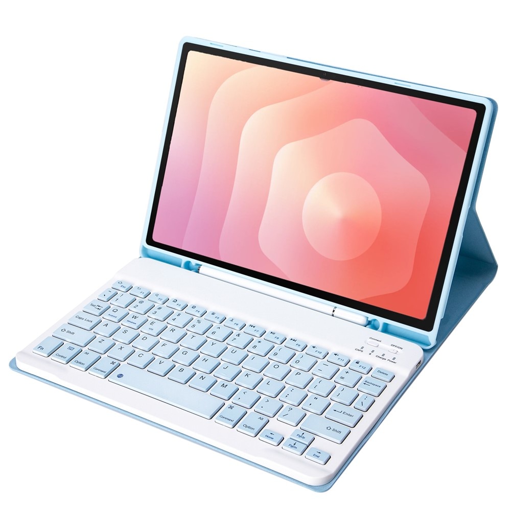 Husa cu tastatura pentru Samsung Galaxy Tab S11, XGSM, 2 in 1, Bluetooth, slot pentru stylus, albastra