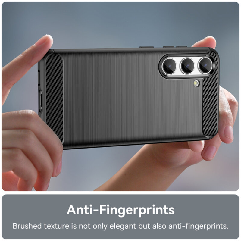 Husa protectie Mat-Tech compatibila cu Samsung Galaxy S24 FE, Textura Carbon, Finisaj Mat, Anti-Shock, Rezistenta la impact, Negru