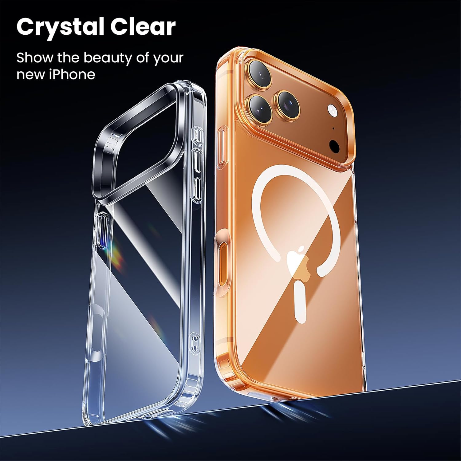 Carcasa transparenta pentru iPhone 17 Pro, compatibila cu Magsafe, MDUG®, carcasa magnetica subtire si rezistenta la socuri, Transparent