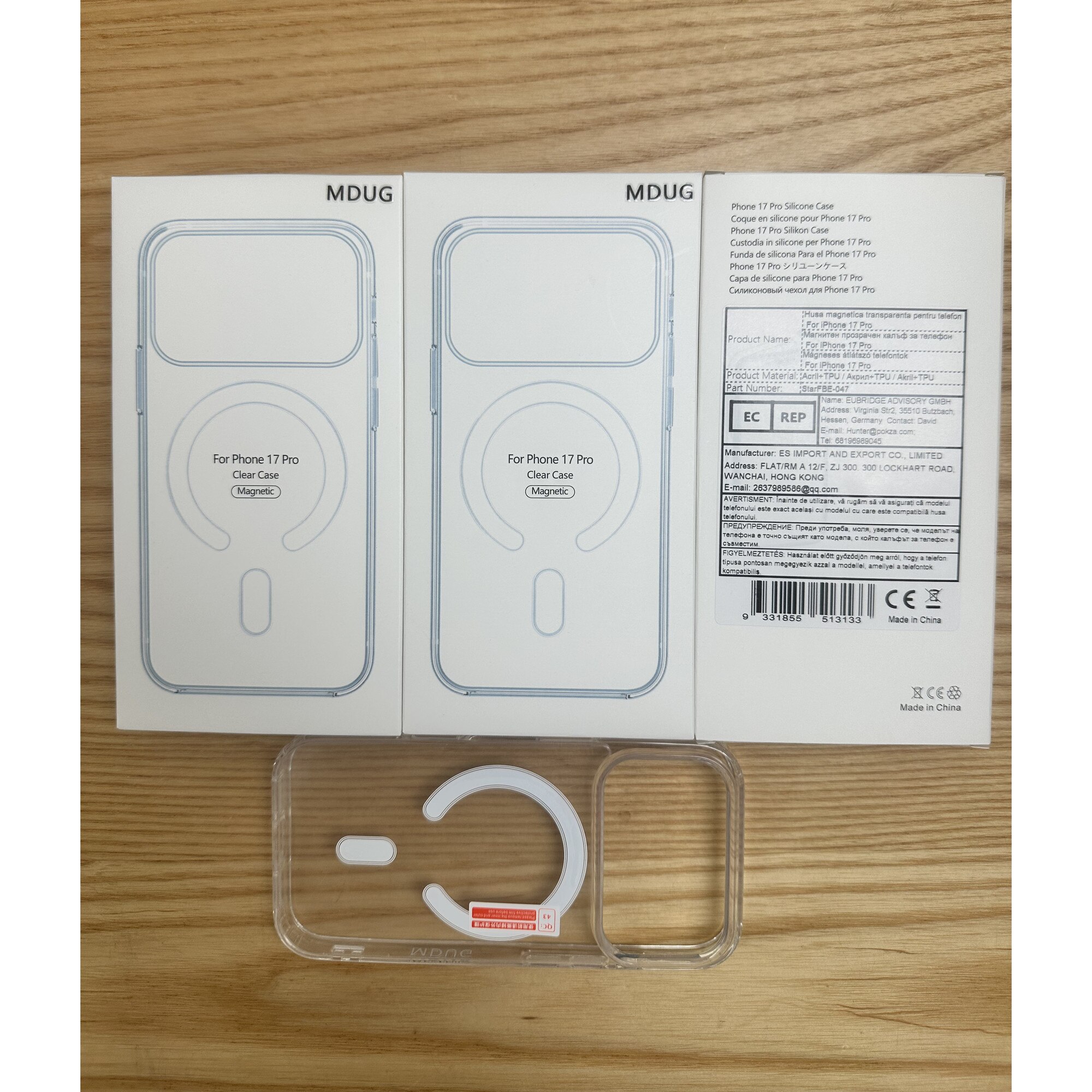 Carcasa transparenta pentru iPhone 17 Pro, compatibila cu Magsafe, MDUG®, carcasa magnetica subtire si rezistenta la socuri, Transparent