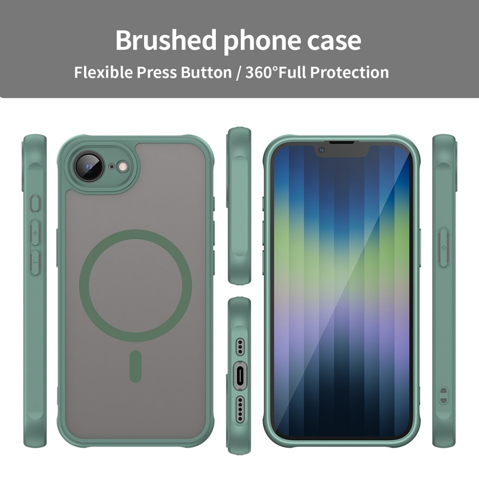 Husa pentru iPhone 16e, SKYDDAR INNOVATION, HaloFrost MagSafe II, Antisoc, set cu sticker, Verde