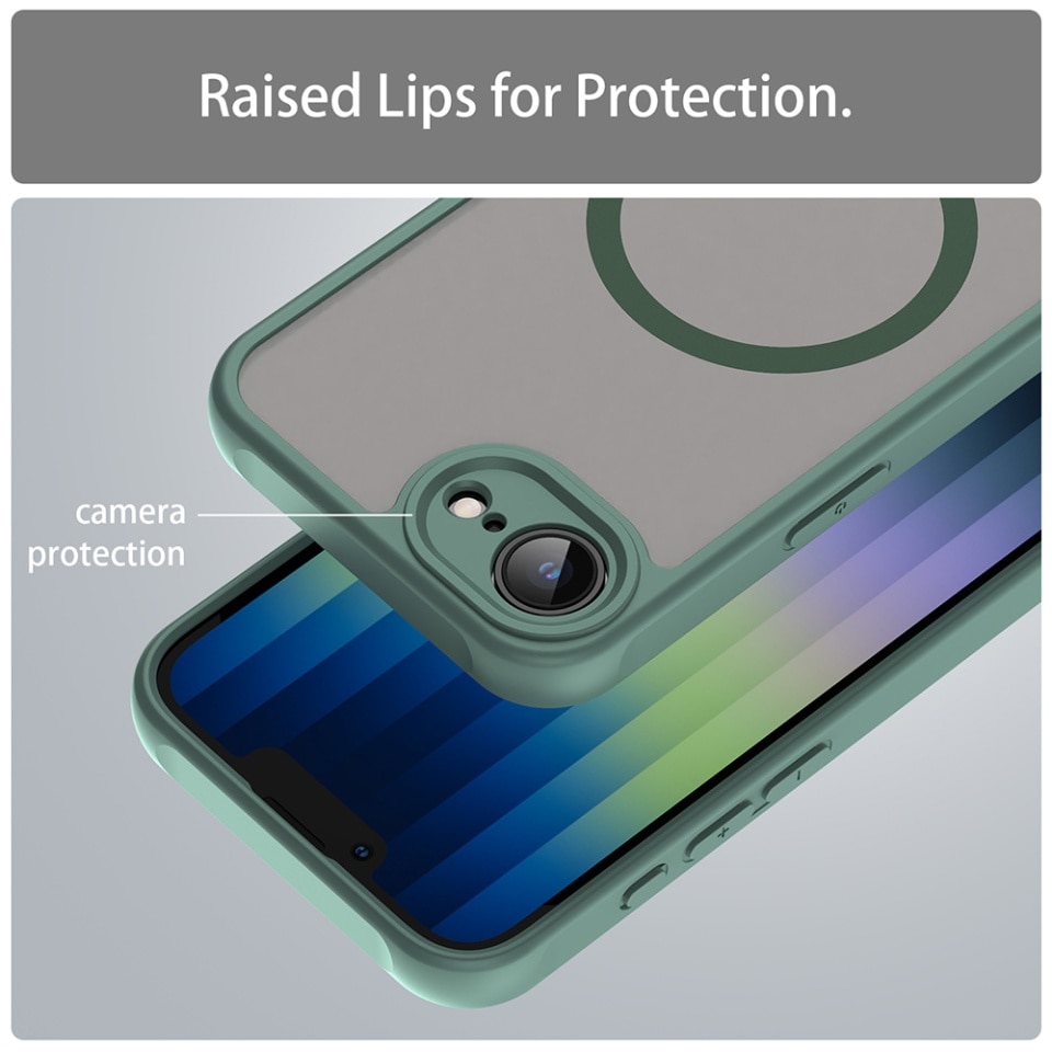 Husa pentru iPhone 16e, SKYDDAR INNOVATION, HaloFrost MagSafe II, Antisoc, set cu sticker, Verde