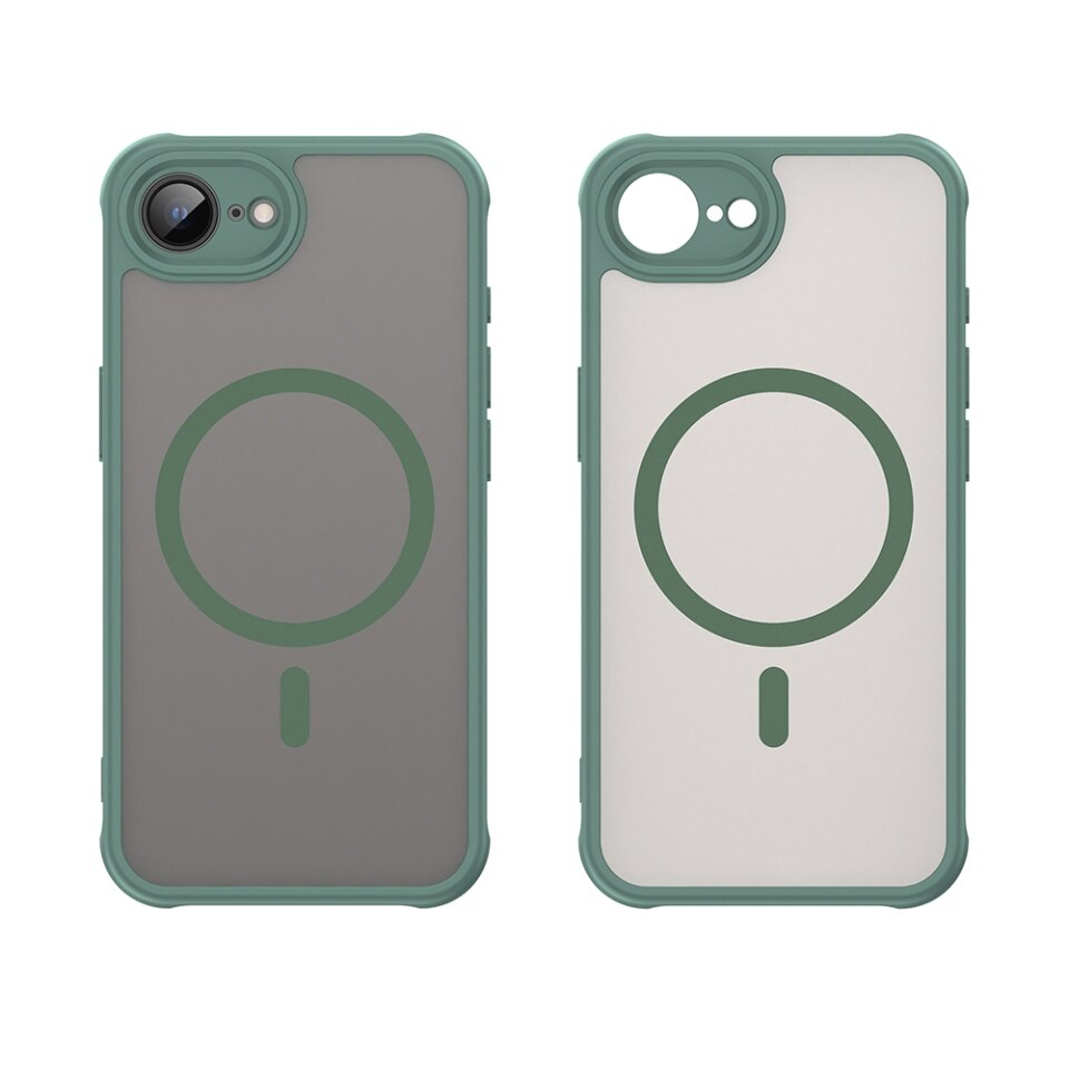 Husa pentru iPhone 16e, SKYDDAR INNOVATION, HaloFrost MagSafe II, Antisoc, set cu sticker, Verde