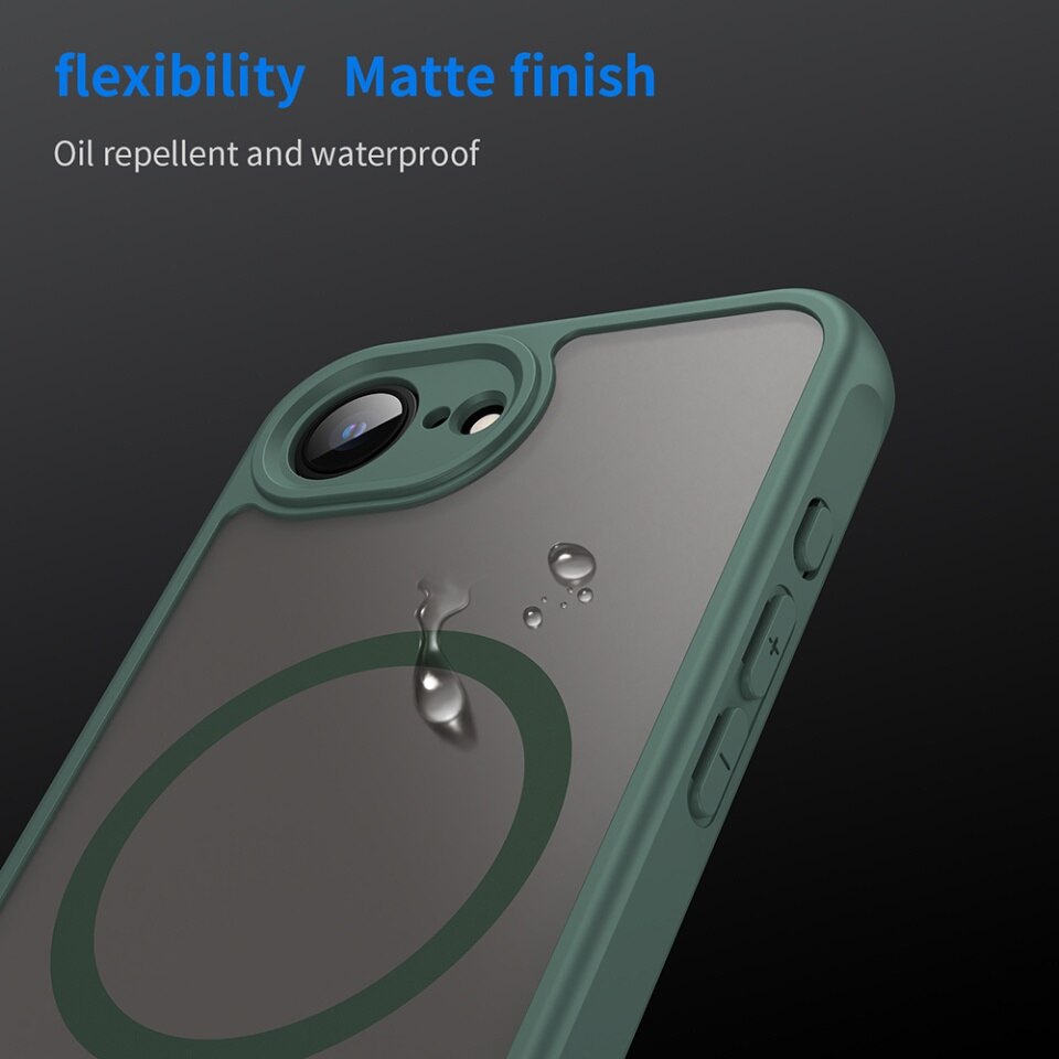 Husa pentru iPhone 16e, SKYDDAR INNOVATION, HaloFrost MagSafe II, Antisoc, set cu sticker, Verde