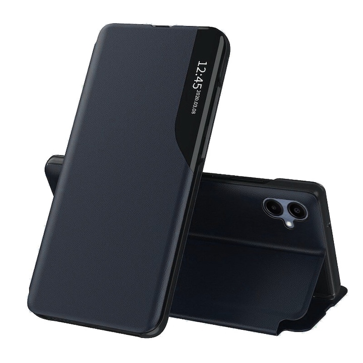 Husa pentru Samsung Galaxy A07 Tip Carte, S-View, Functie de Stand, Calitate Premium, Antisoc, Protectie Sporita, Albastru