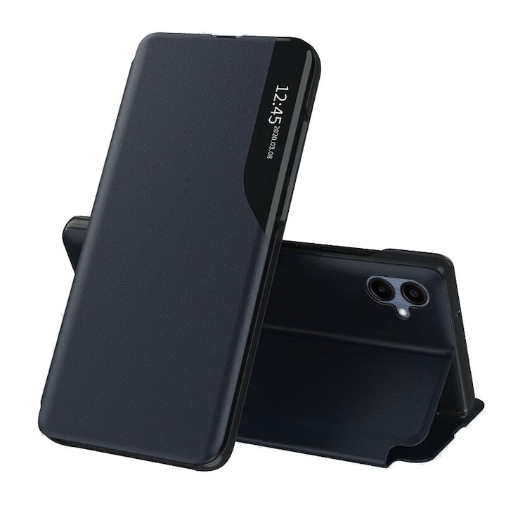 Husa pentru Samsung Galaxy A07 Tip Carte, S-View, Functie de Stand, Calitate Premium, Antisoc, Protectie Sporita, Albastru