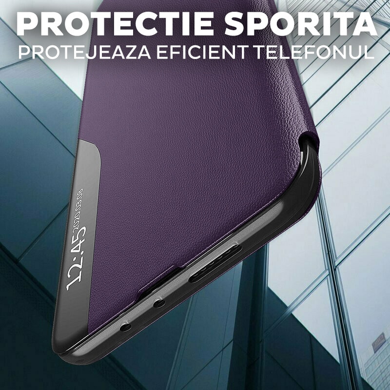 Husa pentru Samsung Galaxy A07 Tip Carte, S-View, Functie de Stand, Calitate Premium, Antisoc, Protectie Sporita, Albastru