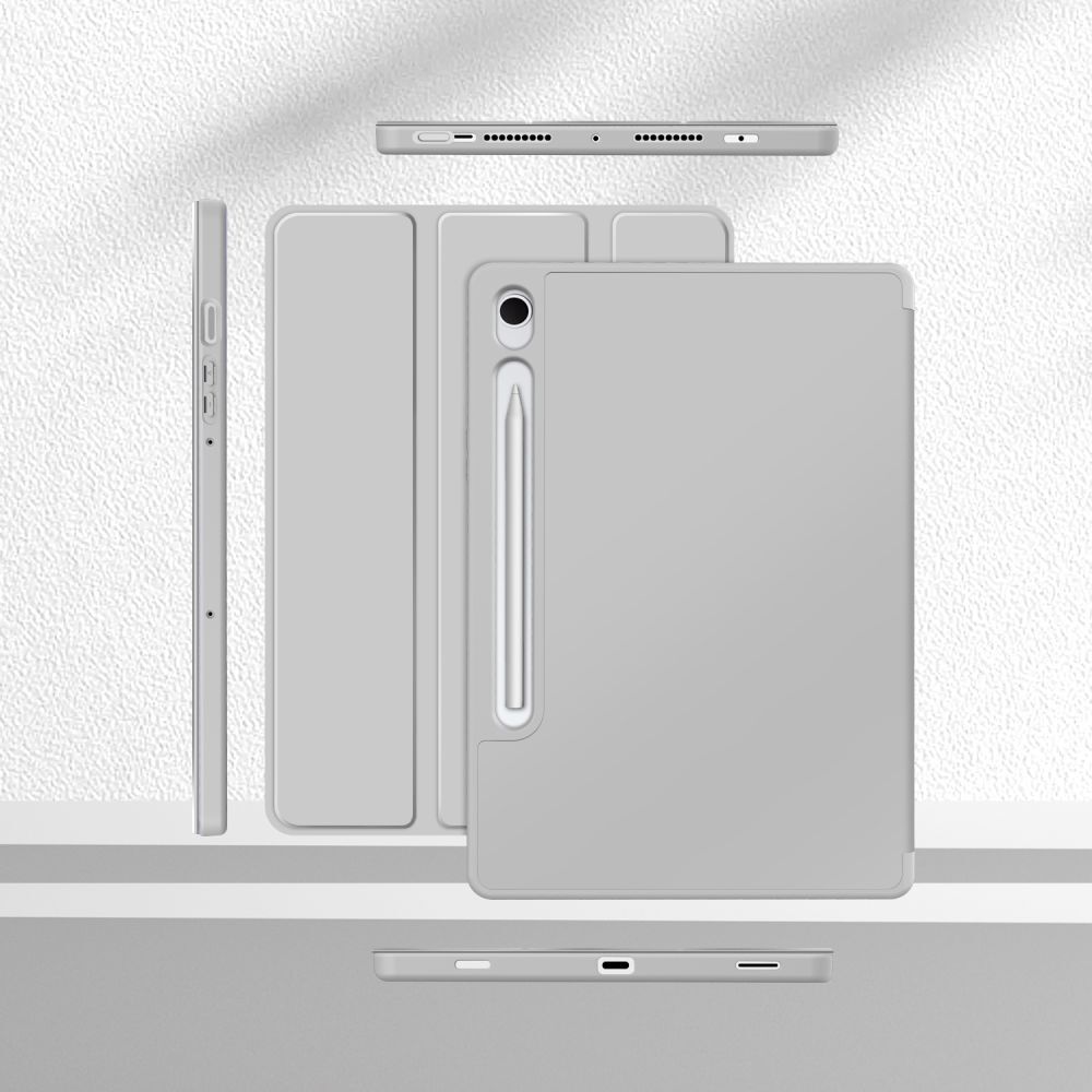 Husă de tabletă compatibilă cu Samsung Galaxy Tab S9 11" (SM-X710, SM-X716) - husă inteligentă gri, cu suport pentru creion