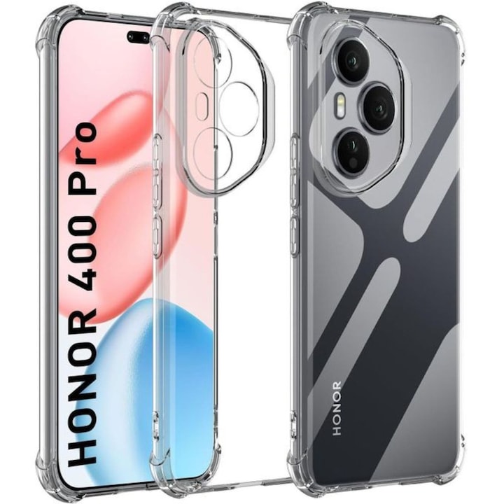 Husa antisoc, compatibila cu Honor 400 Pro, 1.5 mm, rezistenta, colturi intarite, Transparent